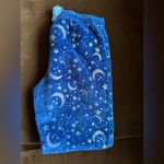 Pajama Pants Blue & Gold Metallic Moonstars Design Front Tie.Elastic Waist Size XS Photo 3