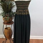 Azules Maxi Dress Women's Medium Black Floral Smocked Strapless Pullover Photo 4