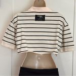 Homme Girls Pique Polo Shirt Cropped Striped Black White Size XS Rugby Preppy Photo 4