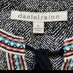 Daniel Rainn Black White Embroidered Boho Tunic Top Tassel Neck Tie Size XL Photo 4