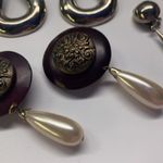 Dress Up Lot Of 3 Large Statement  Vintage Earrings Clip On Dangle Drop Photo 11