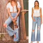 Free People NEW New Dawn Flare jeans in Victoria Blue button fly, 32 Photo 1