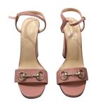 Gucci Pink Leather Horsebit Ankle Strap Platform Heels Sandals Photo 3