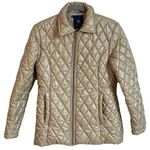 J&R Quilted Puffer Jacket Coat Golden Tan Neutral Full Zip Women’s Medium Photo 0