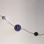 Elegant Silver Tone Purple and Black Beaded Boho Necklace Photo 1