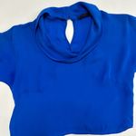 Jenni Kayne Silk Drape Neck Cropped Blouse in Royal Blue Size S Photo 2