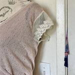 Banana Republic Knit Top XS Crochet Eyelet Linen Blend Lace Embroidered Wrap Photo 5