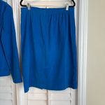 Leslie Fay  Blue‎ Two Piece Suede Skirt Set Size 14P Photo 6