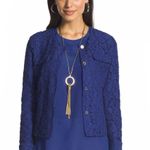 Chico's  Black Label Blue Lace Cropped Jacket Size 1 Photo 2