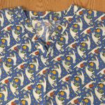 Halloween Print Scrub Top 2 Pockets Skulls Ghosts & Pumpkins Size XL Orange Photo 4