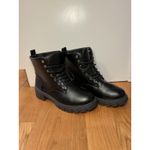 Black Combat Boots Womens Size 10 Chunky Heel Lace Up All Man Made Materials Photo 2