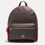 Coach  Charlie Signature Canvas Backpack Brown True Red Light Gold Photo 0