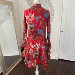 Alice + Olivia Moore Chinoiserie Floral Layered Silk Neck Bow Tie Midi dress S Photo 3