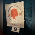 TULLE ANTHROPOLOGIE BEIGE EMERALD STRIPED COOL COTTON LINED JACKET SZ S Tan Photo 2