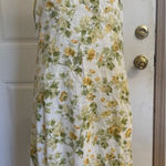 Laura Ashley Size 8 cream/Yellow Floral Organic Linen Blend Lace Trim Midi Dress Photo 0