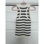Madewell Portman Crochet Tank Top Knit Crewneck Boho Ivory/Navy Racerback Sz XXS Blue Photo 2