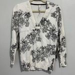 Lululemon  Dance Cream and Black Floral Tie Waist V Neck Sweater Size 8 Photo 0