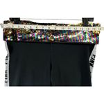 Victoria's Secret Victoria Secret PINK Y2K Fold Over Bling Flare Yoga Pants L Black Sequin Logo Photo 5