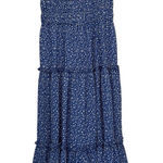 Pinch Blue and White Floral Pleated Maxi Dress Size L Photo 0