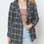 Boutique Blue B collection plaid tweed blazer brown size M Size M Photo 14