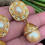 Liz Claiborne Vintage LCI Faux Pearl Gold-tone Luxury Drop Earrings Photo 10