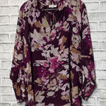 Calvin Klein  Plum Floral‎ Blouse size OX burgundy, pinks, Photo 0