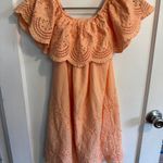 Altar'd State Eyelet Off Shoulder Dress Ruffle Sleeves Summer Casual Peach Mini Photo 0