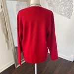 Chunky Vintage Bright Red Flower Floral Embroidered Knit Button Up Cardigan M Size M Photo 6