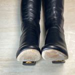 Tory Burch  gigi boots Black Leather Suede Knee High Boots Gold Logo Heel Size 9M Photo 12
