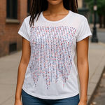 Armani Exchange White Dot Print Scoop Neck Cap Sleeve Tee Shirt Size‎ XS Photo 0