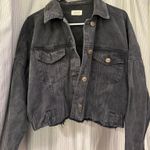 Mono B Clothing Dark Grey Denim Cropped Jacket Photo 0
