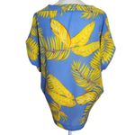 Joy Joy  Blue and Yellow Tropical Print Dolman Sleeve Blouse Size Medium Photo 1