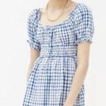 Urban Outfitters pixie Milkmaid Blue and White Checkered Mini Dress Photo 0