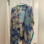 Nine West Floral Sheer Kimono with Teal Trim Swim Cover Up Photo 5