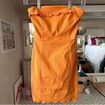 Orange Strapless Scallop Edge Dress Photo 1