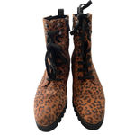 Donald Pliner Leopard Print Leather Size 8.5 Women's Lace Up Zip Combat Boots Photo 1