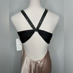 Adrianna Papell Vintage NWT  Champagne Black Asymmetrical Neckline Gown Dress Photo 12