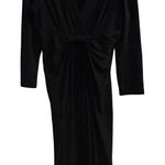 BCBGMAXAZRIA  Black Long Sleeve V Neck Twist Front Midi Dress Women's Size L Photo 0