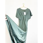 ZARA NWT Green Satin Slip Midi Dress Sz Large Short Sleeve Cocktail Quiet Luxury Photo 11