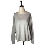 Minnie Rose Sweater Women Medium Gray Cotton Cashmere Knit Frayed Edges Luxury Photo 1