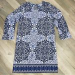 Buckhead Betties Buckhead Bettie’s Savannah Scroll Print Tunic Dress Blue Small Long Sleeve Photo 11