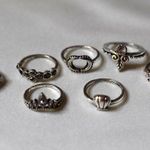 Source Unknown NWOT 7Pc Trendy Silver Tone Metal Alloy Rhinestone Accents Size 5.5 to 8.5 Rings Photo 0
