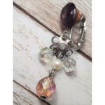 Vintage Clip On Earrings Beaded Dangle Pink Tones Photo 2