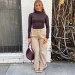 ZARA Tan high waisted wide leg pant Trousers sz small Photo 0