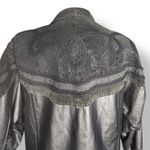 wilson's leather Vintage  Black Long Trench Coat Suede Embossed Floral Detail Photo 12