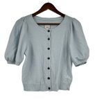 Anthropologie  Maeve Puff Sleeve 100% Cashmere Cardi Sweater blue medium or small Photo 2