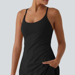 Halara  Softlyzero Plush Active Dress Womens Medium Black Easy Peezy Sports NWT Photo 0