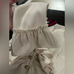 white ruffle bib dress pleated black knee length skirt Sz L cotton poly silk Size L Photo 8