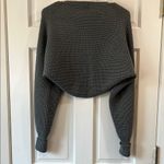 Echo Gray Chunky Knit Open Front Bolero Shrug with Long Sleeves Photo 6