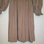 Kourt Portia Smocked Babydoll Mini Dress-Medium-Flax Blend-Puff Sleeve-Pockets Photo 3